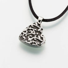 Load image into Gallery viewer, Antique Pewter heart with Filigree Memorial Jewelry Pendant Funeral Cremation