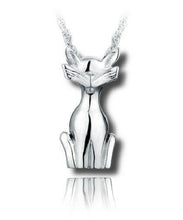 Load image into Gallery viewer, Sterling Silver Cat & Whiskers Funeral Cremation Urn Pendant for Ashes w/Chain