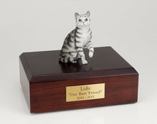 Load image into Gallery viewer, Tabby Silver Cat Figurine Pet Cremation Urn Available 3 Different Colors/4 Sizes