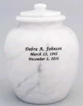 Load image into Gallery viewer, Large/Adult 205 Cubic Inches White Legacy Natural Marble Urn for Cremation Ashes