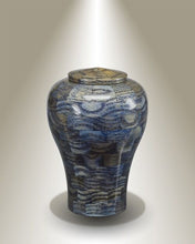 Load image into Gallery viewer, Lily Blue Oak Wood Infant/Child/Pet Funeral Cremation Urn, 94 Cubic Inches