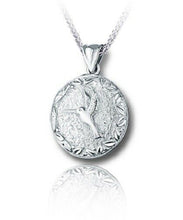 Load image into Gallery viewer, Sterling Silver Hummingbird Round Funeral Cremation Urn Pendant w/Chain
