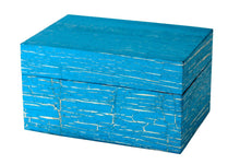 Load image into Gallery viewer, Small/Keepsake 90 Cubic Inch Antique Turquoise Blue Chest Earthurn Cremation Urn