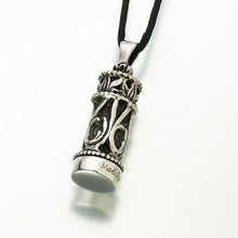 Load image into Gallery viewer, Antique Sterling Silver Small Filigree Cylinder Pendant Funeral Cremation Urn