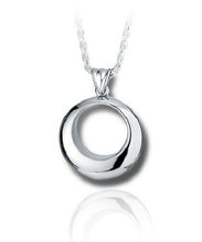 Load image into Gallery viewer, Sterling Silver Circle Funeral Cremation Urn Pendant for Ashes w/Chain