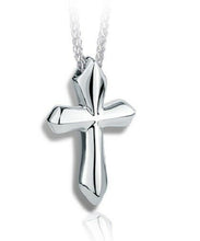 Load image into Gallery viewer, Sterling Silver Edged Cross Funeral Cremation Urn Pendant for Ashes with Chain