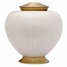 Load image into Gallery viewer, Large/Adult 200 Cubic Inch White Baroque Shadow Brass Funeral Cremation