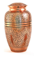 Load image into Gallery viewer, New, Brass Set of 6 Copper Oak Keepsake Cremation Urns, 5 Cubic Ins each