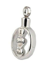 Load image into Gallery viewer, "I Love You" Stainless Steel Cremation Urn Pendant for Ashes w/20-in Necklace