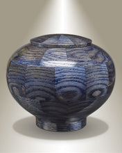 Load image into Gallery viewer, Peony Blue Oak Wood Adult Funeral Cremation Urn, 220 Cubic Inches