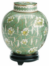 Load image into Gallery viewer, Large/Adult 210 Cubic Inches Pear Blossom Flower Cloisonne Cremation Urn