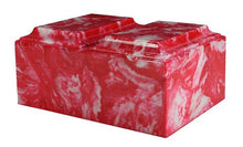 Load image into Gallery viewer, XL Companion Funeral Cremation Urn For Ashes Cultured Marble Red & White Tuscany