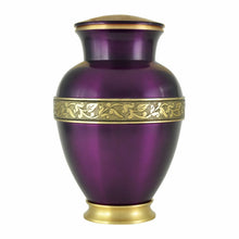 Load image into Gallery viewer, Large/Adult 220 Cubic Inches Brass Royal Purple Funeral Cremation Urn for Ashes
