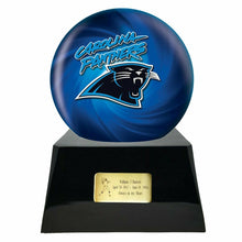 Load image into Gallery viewer, Large/Adult 200 Cubic Inch Carolina Panthers Metal Ball on Cremation Urn Base
