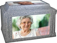 Load image into Gallery viewer, Adult/Large 225 Cubic Inch Atlantis Gray Cultured Granite Portrait Cremation Urn