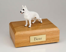 Load image into Gallery viewer, German Shepherd White Pet Funeral Cremation Urn Avail in 3 Diff Colors & 4 Sizes