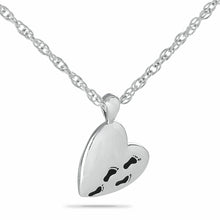 Load image into Gallery viewer, Heart with Footprints Stainless Steel Pendant/Necklace Cremation Urn for Ashes