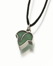 Load image into Gallery viewer, Pewter Leaf with Green Enamel Memorial Jewelry Pendant Funeral Cremation Urn