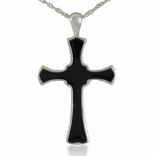 Load image into Gallery viewer, Silver Black Cross Pendant/Necklace Funeral Cremation Urn for Ashes