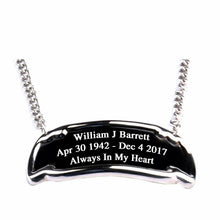 Load image into Gallery viewer, Engraved 3 Inch/3 Line Brass Nameplate Tag For Adult Cremation Urn - Black