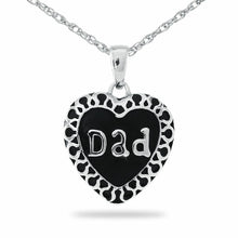 Load image into Gallery viewer, Stainless Steel "DAD" Heart Pendant/Necklace Funeral Cremation Urn for Ashes