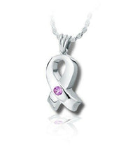 Load image into Gallery viewer, Sterling Silver Large Ribbon Funeral Cremation Urn Pendant for Ashes w/Chain