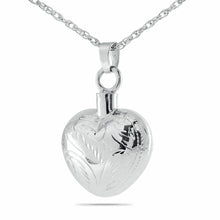 Load image into Gallery viewer, Sterling Silver Heart's Embrace Pendant/Necklace Funeral Cremation Urn for Ashes