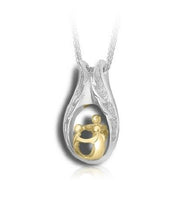 Load image into Gallery viewer, Sterling Silver & 10kt Gold 1 Adult & 2 Children Cremation Urn Pendant w/Chain