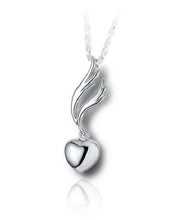 Load image into Gallery viewer, Sterling Silver Angel Wing with Heart Funeral Cremation Urn Pendant w/Chain