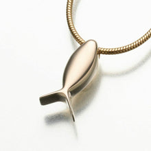 Load image into Gallery viewer, Gold Vermeil Fish (Ichthus) Memorial Jewelry Pendant Funeral Cremation Urn