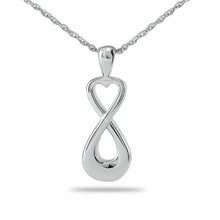 Load image into Gallery viewer, Sterling Silver Infinity Heart Pendant/Necklace Funeral Cremation Urn for Ashes