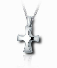 Load image into Gallery viewer, Sterling Silver Tribal Cross Funeral Cremation Urn Pendant for Ashes with Chain