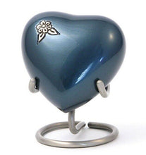 Load image into Gallery viewer, Heart Keepsake Funeral Cremation Urn for ashes, 3 Cubic Inches - Artisan Indigo