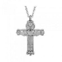 Load image into Gallery viewer, Sterling Silver Claddagh Cross Pendant Funeral Cremation Urn w/necklace