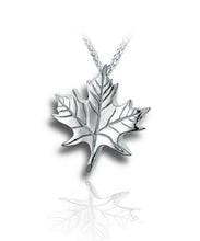 Load image into Gallery viewer, Sterling Silver Maple Leaf Funeral Cremation Urn Pendant for Ashes w/Chain