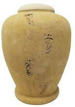 Load image into Gallery viewer, Large/Adult 220 Cubic Inch Biodegradable Beige Footprint Funeral Cremation Urn