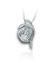 Load image into Gallery viewer, Sterling Silver Rose Funeral Cremation Urn Pendant for Ashes w/Chain