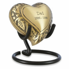 Load image into Gallery viewer, Small/Keepsake 6 Cubic Inches Vine Heart Brass Cremation Urn for Ashes