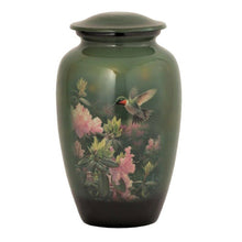 Load image into Gallery viewer, Large/Adult 210 Cubic Inch Metal Hummingbird Funeral Cremation Urn for Ashes
