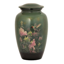 Load image into Gallery viewer, Large/Adult 210 Cubic Inch Metal Hummingbird Funeral Cremation Urn for Ashes