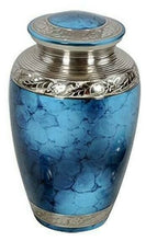 Load image into Gallery viewer, Large/Adult 200 Cubic Inch Classic Mystic Blue Brass Funeral Cremation Urn