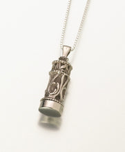 Load image into Gallery viewer, Antique Sterling Silver Small Filigree Cylinder Pendant Funeral Cremation Urn