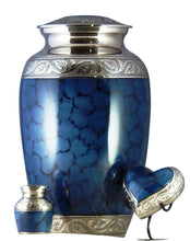 Load image into Gallery viewer, Grecian Blue Set of 3 Funeral Cremation Urns for Ashes