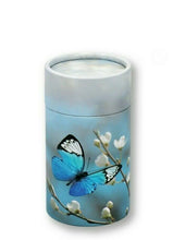 Load image into Gallery viewer, Biodegradable Blue Butterfly Ash Scattering Tube Cremation Urn Keepsake