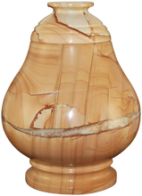 Load image into Gallery viewer, Large/Adult Equator Teak Wood-Colored Solid Natural Marble Funeral Cremation Urn