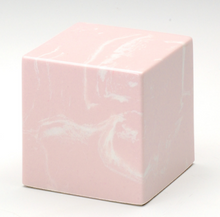 Load image into Gallery viewer, Small Cube Marble Pink Keepsake Funeral Cremation Urn 18 Cubic Inch TSA Approved