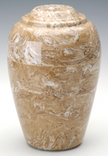 Load image into Gallery viewer, Small Grecian Marble Syrocco Keepsake Cremation Urn, 35 Cubic Inch. TSA Approved