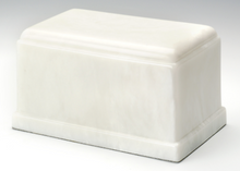 Load image into Gallery viewer, Olympus Marble White Adult Funeral Cremation Urn, 275 Cubic Inches TSA Approved
