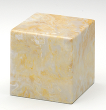 Load image into Gallery viewer, Small Cube Marble Gold Keepsake Funeral Cremation Urn 18 Cubic Inch TSA Approved