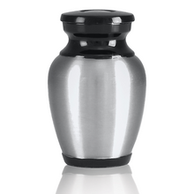 Load image into Gallery viewer, Small/Keepsake 4 Cubic Ins Pewter & Black Brass Funeral Cremation Urn for Ashes